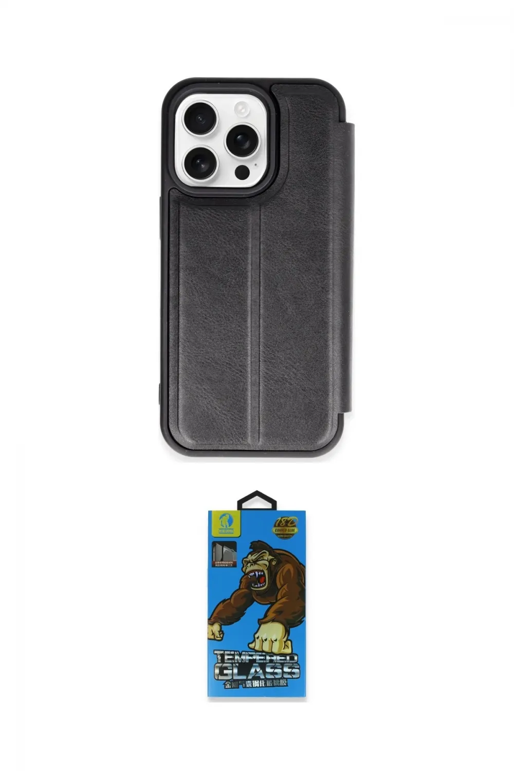 ieg™ iPhone 14 Pro Max Kılıf Zirve Yansıma Serisi - Siyah 18D Cam Ekran Koruyucu