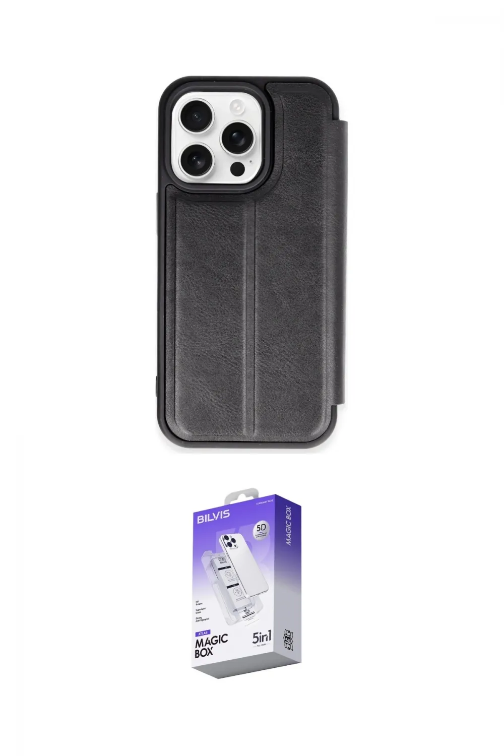 ieg™ iPhone 14 Pro Max Kılıf Zirve Yansıma Serisi - Siyah Bilvis 5in1 3D Magic Cam Ekran Koruyucu