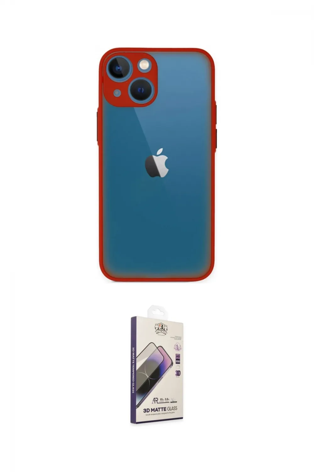 ieg™ iPhone 15 Kılıf Ahenk Çizgi Serisi - Siyah Bilvis 3D Mat Cam Ekran Koruyucu