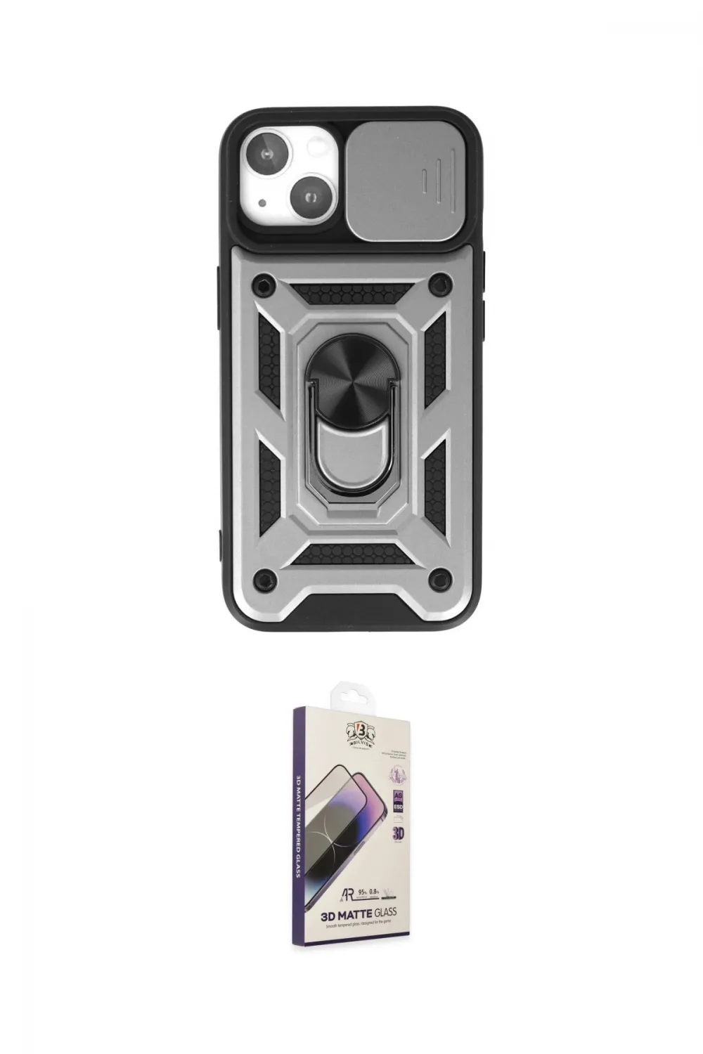 ieg™ iPhone 15 Kılıf Ahenk Klasik - Siyah Bilvis 3D Mat Cam Ekran Koruyucu