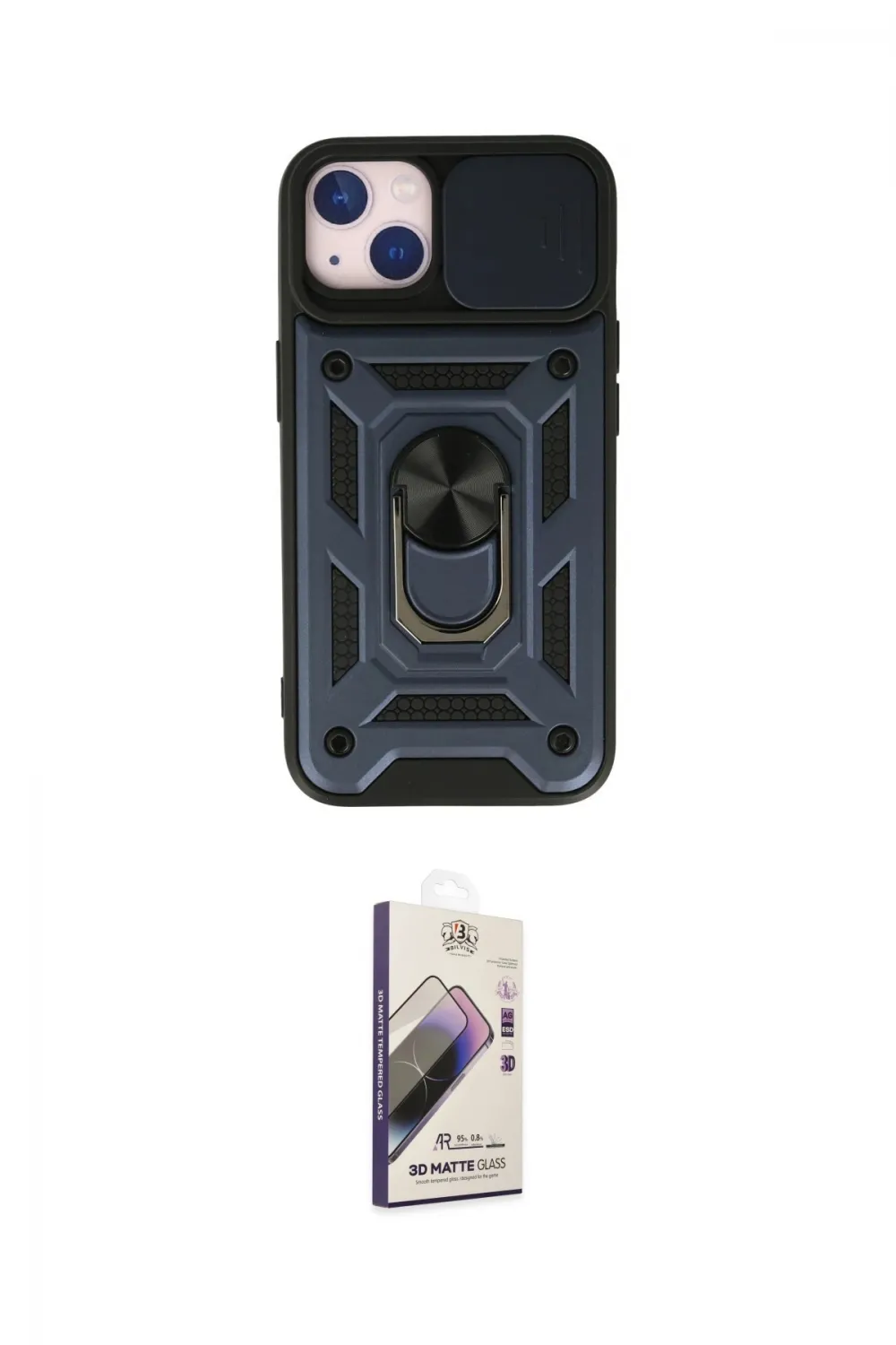ieg™ iPhone 15 Kılıf Ahenk Klasik - Siyah Bilvis 3D Mat Cam Ekran Koruyucu