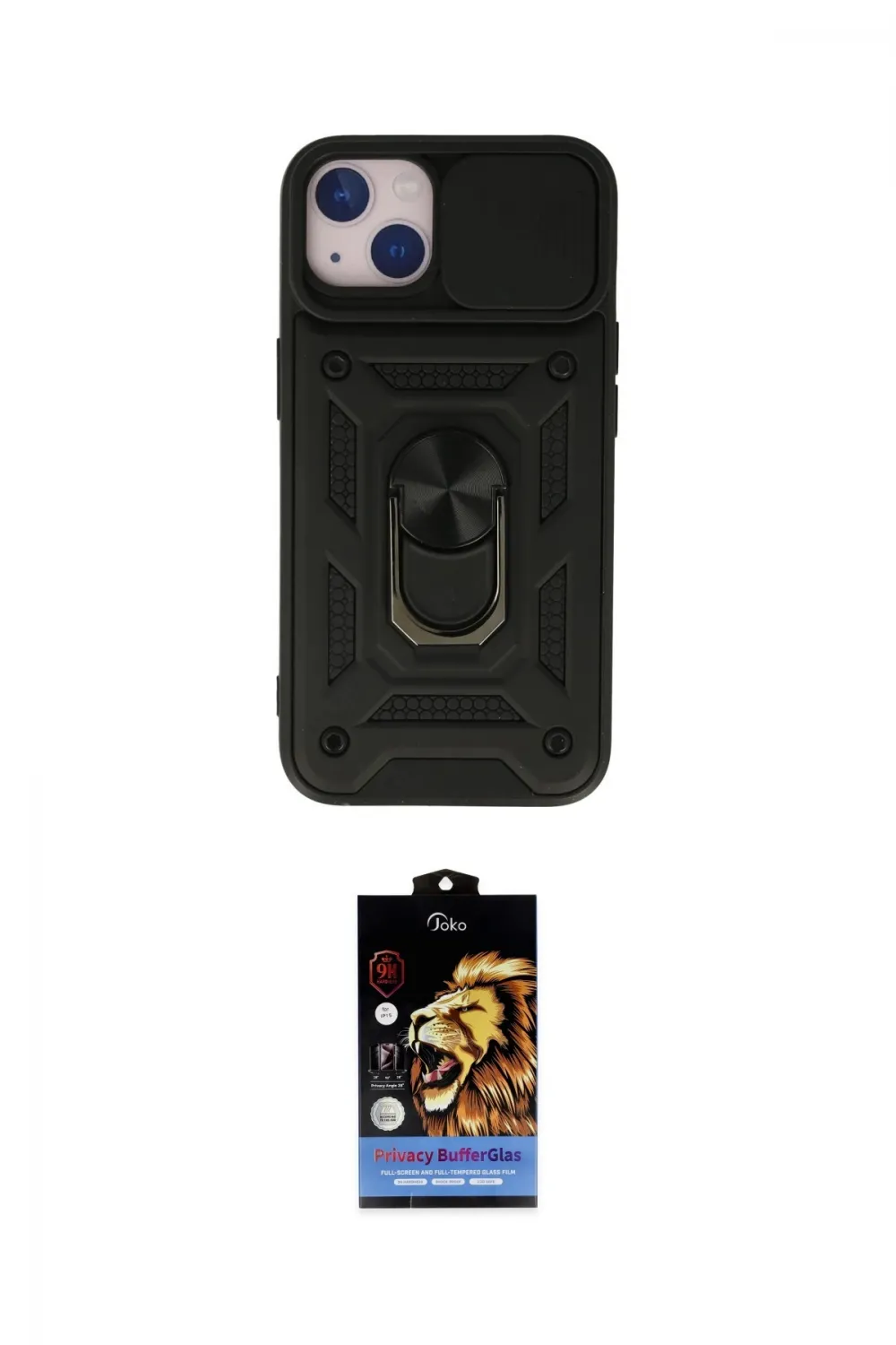 ieg™ iPhone 15 Kılıf Ahenk Klasik - Siyah Buffer Hayalet Cam Ekran Koruyucu