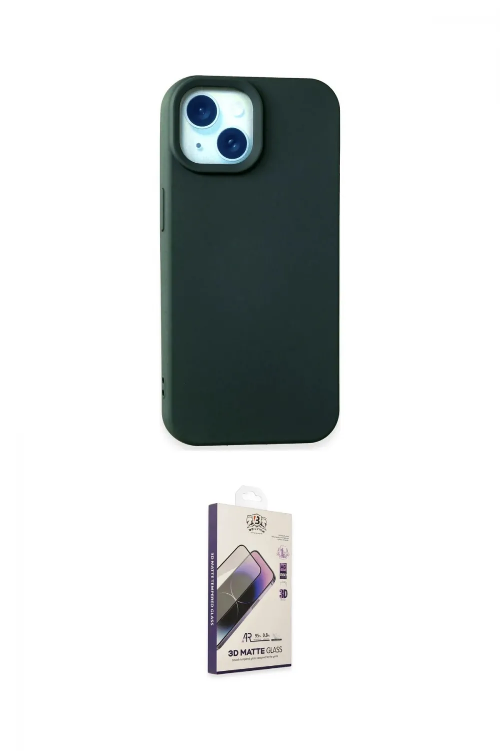 ieg™ iPhone 15 Kılıf Ahenk Serisi - Siyah Bilvis 3D Mat Cam Ekran Koruyucu