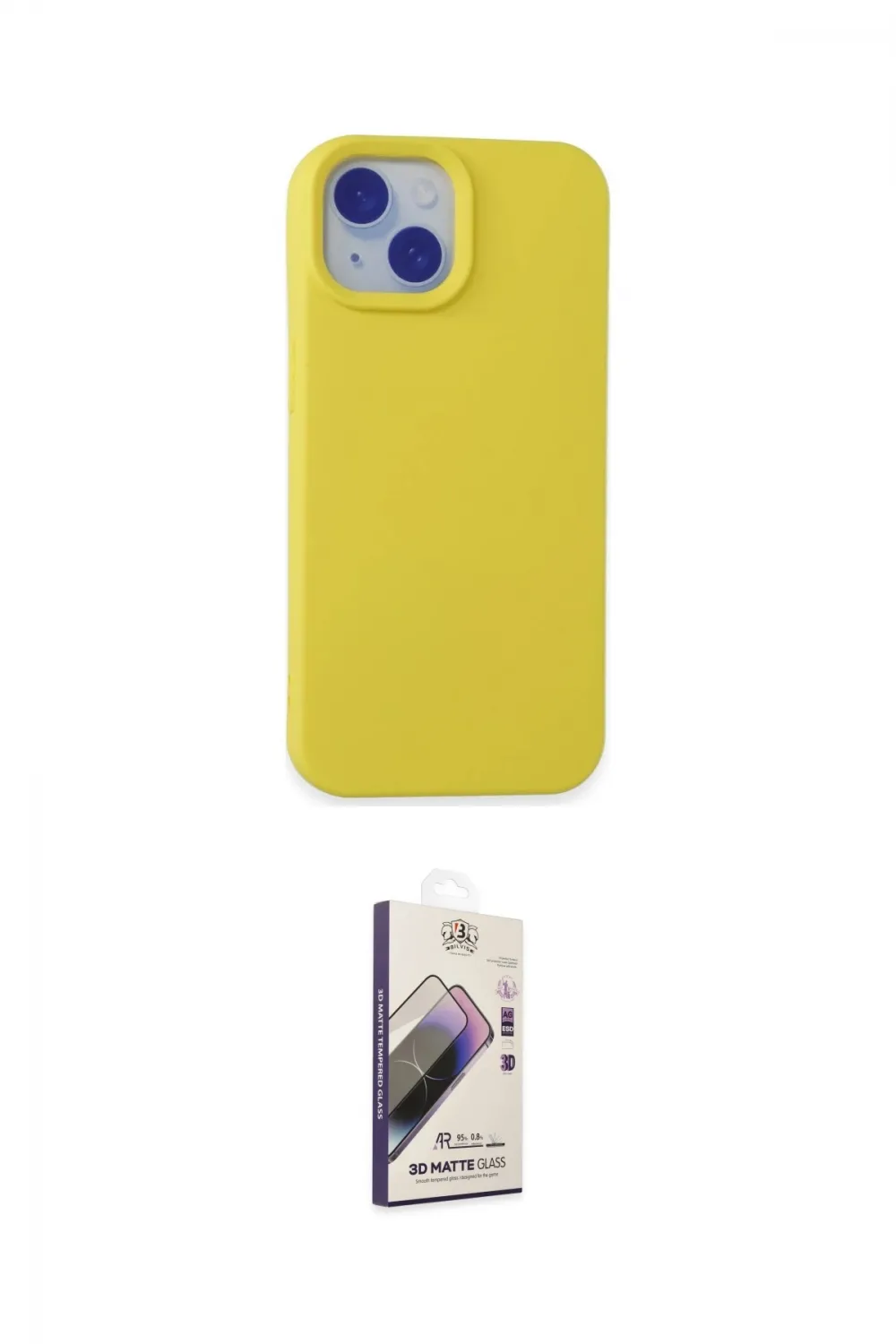 ieg™ iPhone 15 Kılıf Ahenk Serisi - Siyah Bilvis 3D Mat Cam Ekran Koruyucu