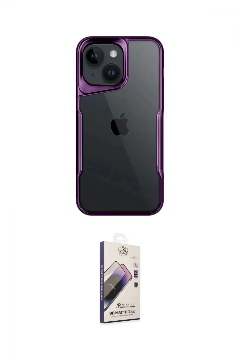 ieg™ iPhone 15 Kılıf Akış Çizgi Koleksiyonu - Siyah Bilvis 3D Mat Cam Ekran Koruyucu