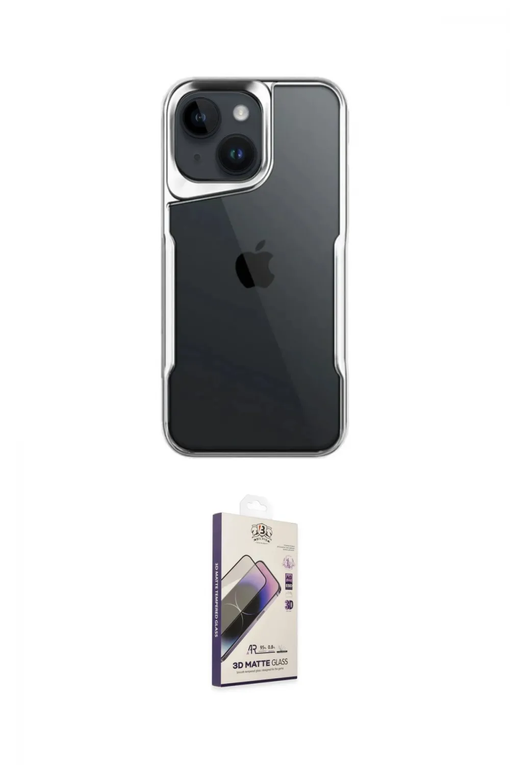 ieg™ iPhone 15 Kılıf Akış Çizgi Koleksiyonu - Siyah Bilvis 3D Mat Cam Ekran Koruyucu