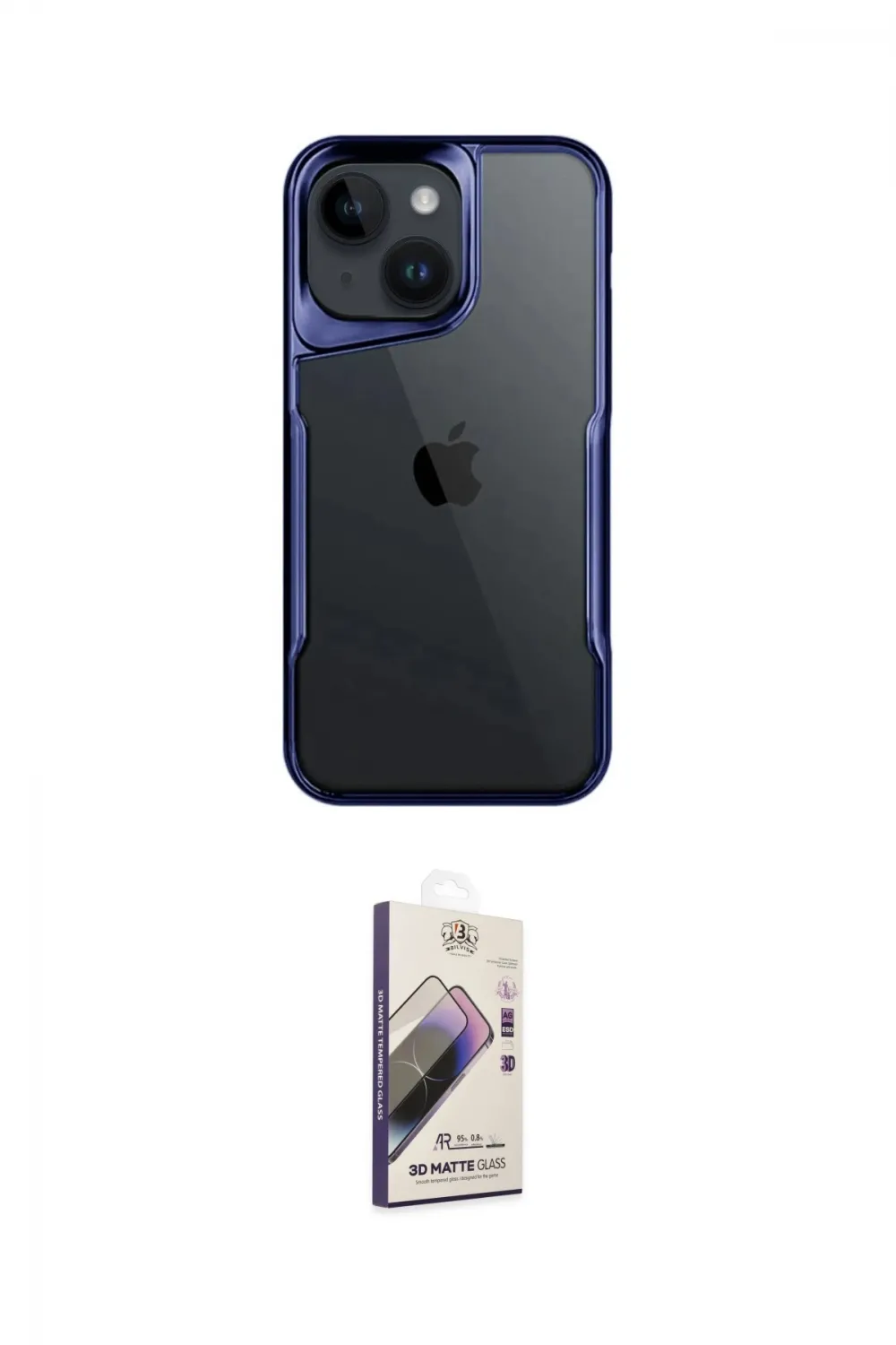 ieg™ iPhone 15 Kılıf Akış Çizgi Koleksiyonu - Siyah Bilvis 3D Mat Cam Ekran Koruyucu