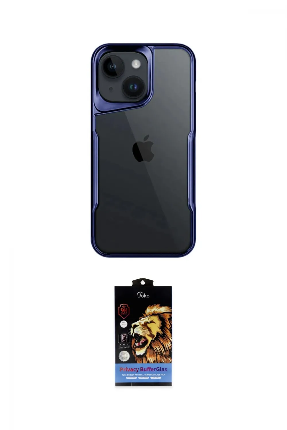 ieg™ iPhone 15 Kılıf Akış Çizgi Koleksiyonu - Siyah Buffer Hayalet Cam Ekran Koruyucu