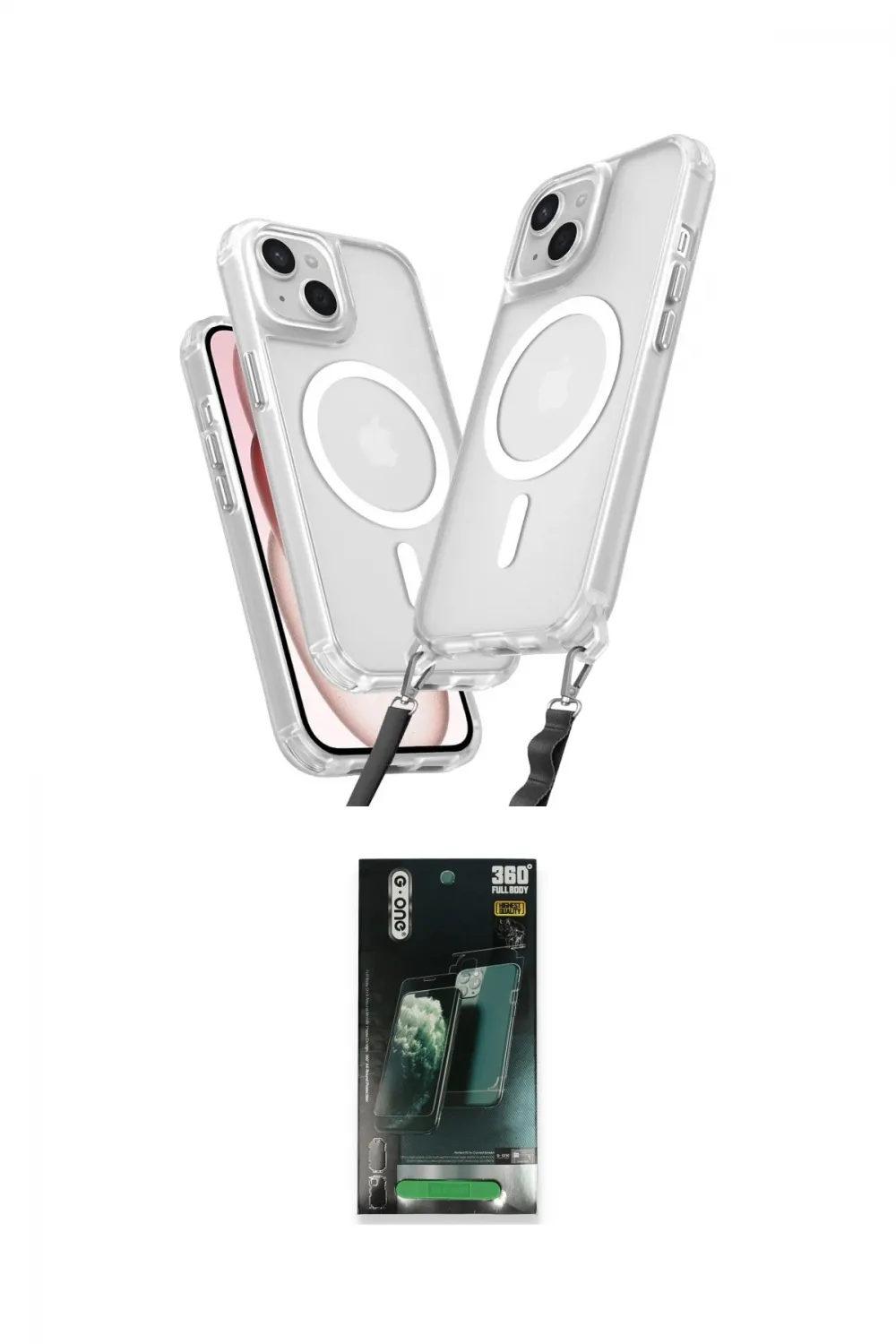 ieg™ iPhone 15 Kılıf Atlas Doku Koleksiyonu - Şeffaf 360 Full Body Arka Koruyucu