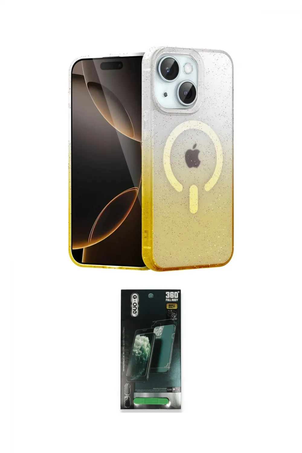 ieg™ iPhone 15 Kılıf Eksen Minimal Özel Seri - Siyah 360 Mat Full Body Arka Koruyucu