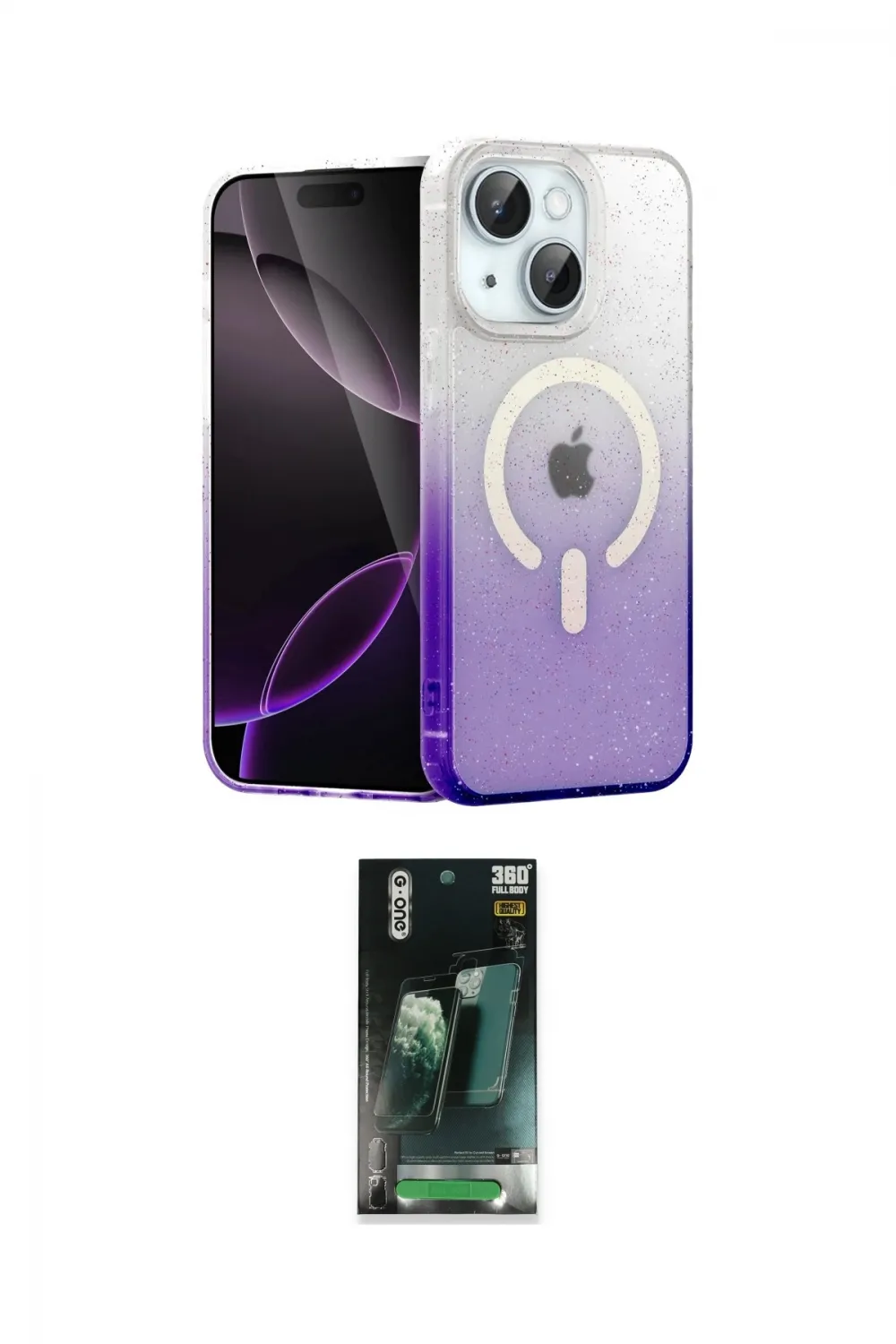 ieg™ iPhone 15 Kılıf Eksen Minimal Özel Seri - Siyah 360 Mat Full Body Arka Koruyucu