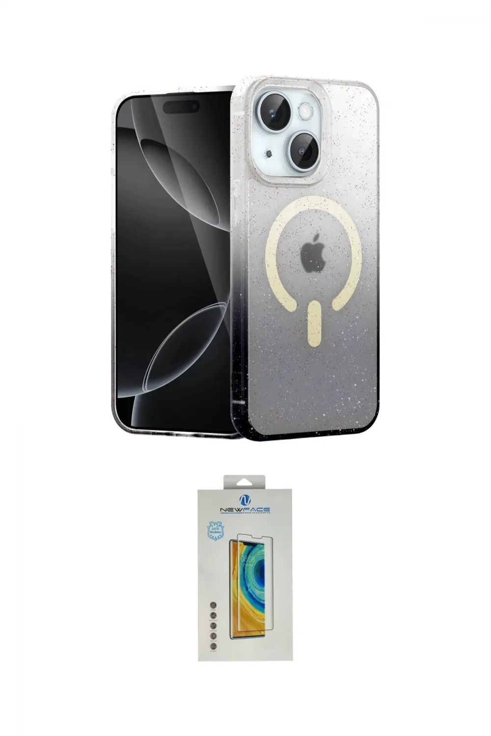 ieg™ iPhone 15 Kılıf Eksen Minimal Özel Seri - Siyah Polymer Nano Ekran Koruyucu