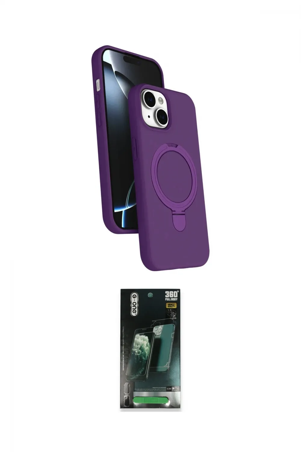 ieg™ iPhone 15 Kılıf İz Işık Koleksiyonu - Siyah 360 Mat Full Body Arka Koruyucu
