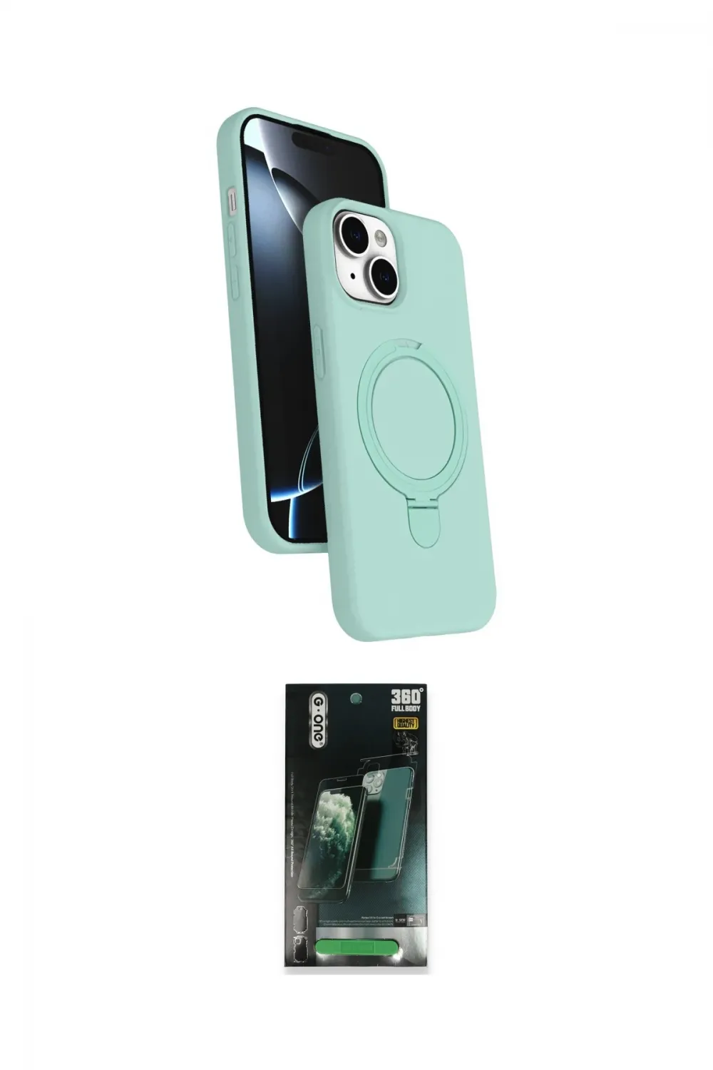 ieg™ iPhone 15 Kılıf İz Işık Koleksiyonu - Siyah 360 Mat Full Body Arka Koruyucu