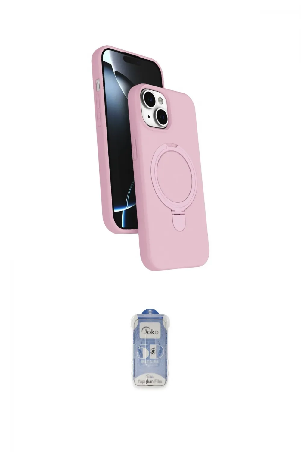 ieg™ iPhone 15 Kılıf İz Işık Koleksiyonu - Siyah Joko Magic 5D Cam