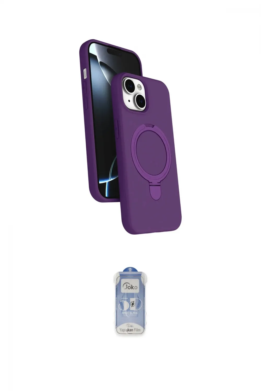 ieg™ iPhone 15 Kılıf İz Işık Koleksiyonu - Siyah Joko Magic 5D Cam