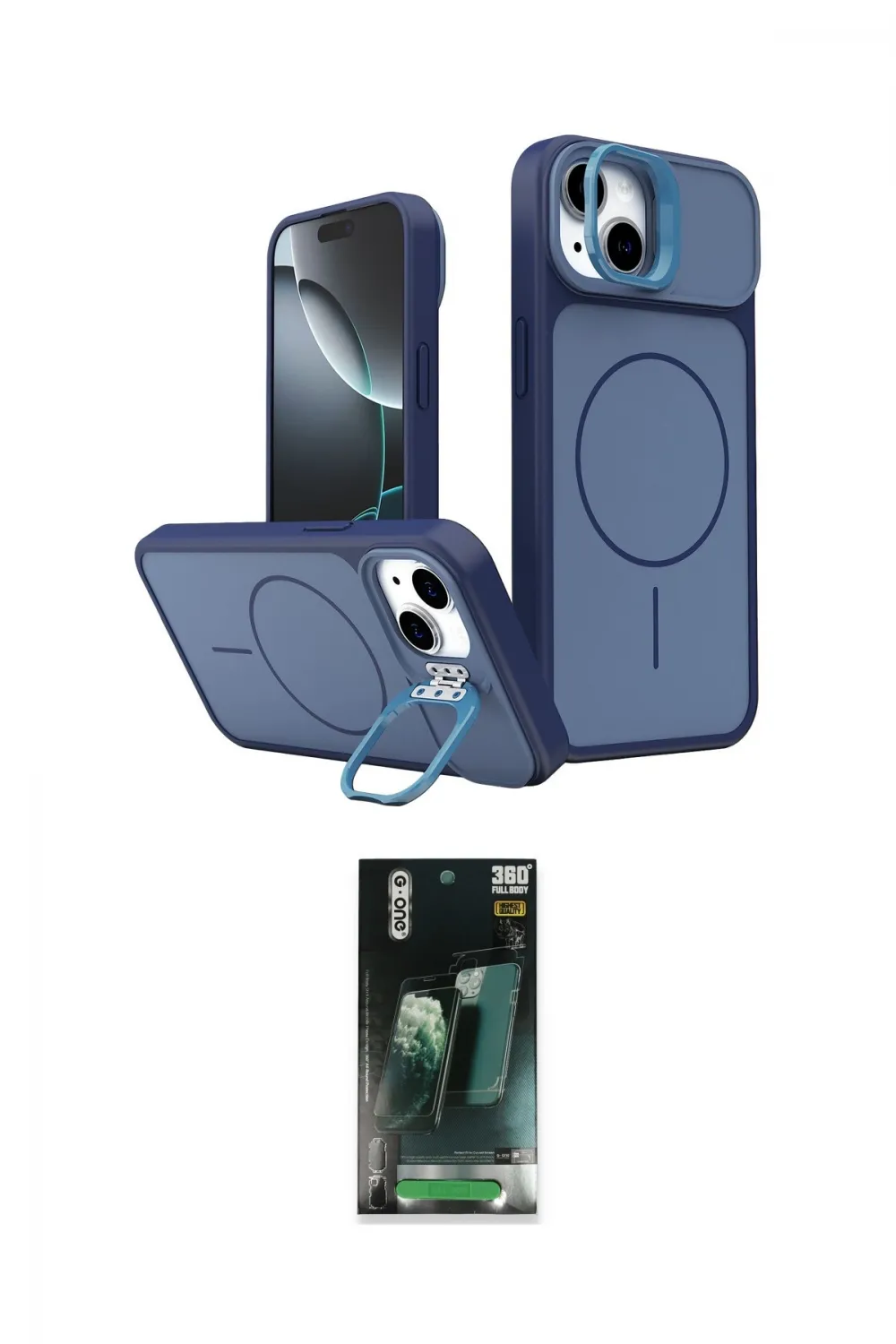 ieg™ iPhone 15 Kılıf İz Modern Prime - Şeffaf 360 Full Body Arka Koruyucu