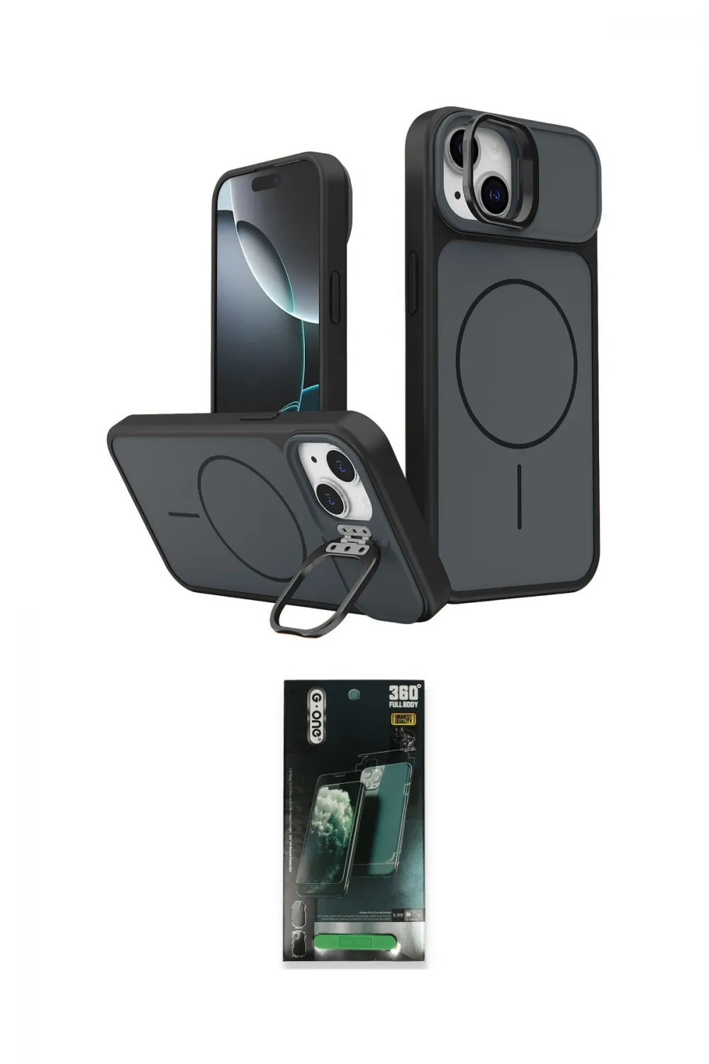 ieg™ iPhone 15 Kılıf İz Modern Prime - Şeffaf 360 Full Body Arka Koruyucu