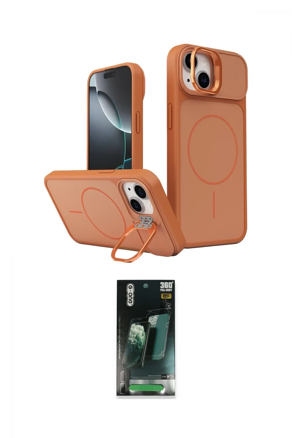 ieg™ iPhone 15 Kılıf İz Modern Prime - Siyah 360 Mat Full Body Arka Koruyucu