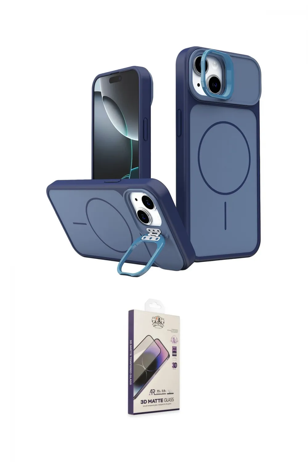 ieg™ iPhone 15 Kılıf İz Modern Prime - Siyah Bilvis 3D Mat Cam Ekran Koruyucu
