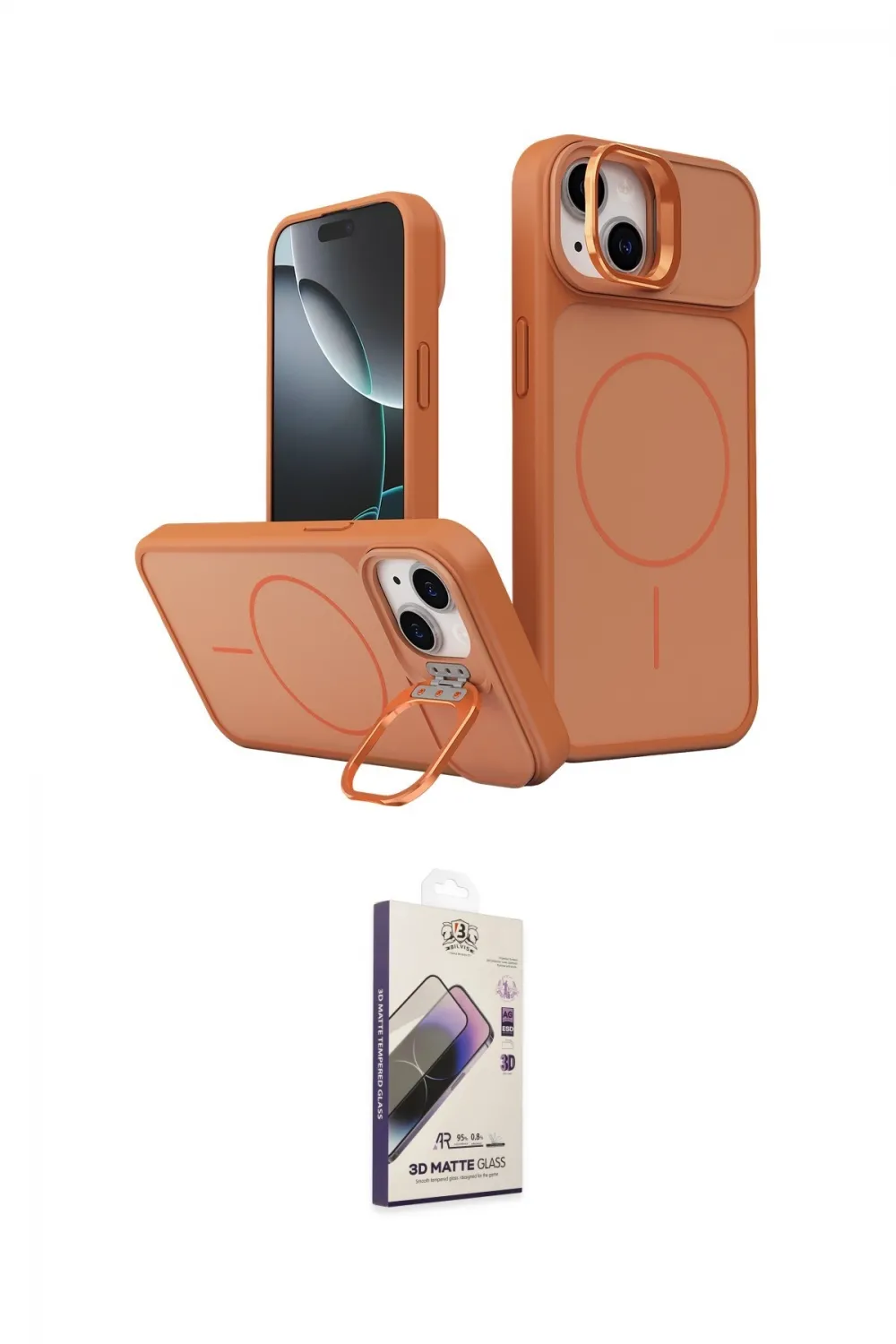 ieg™ iPhone 15 Kılıf İz Modern Prime - Siyah Bilvis 3D Mat Cam Ekran Koruyucu