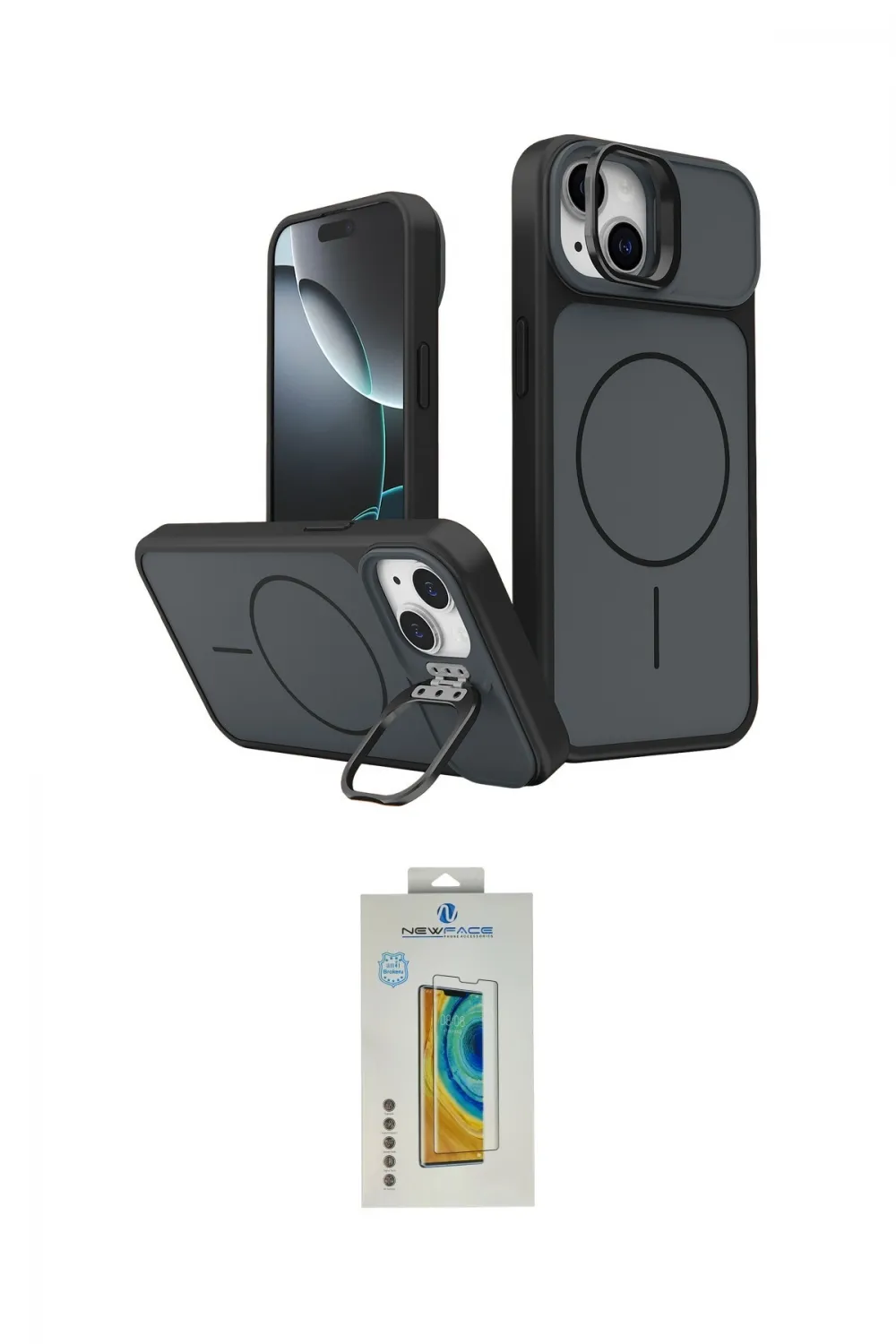 ieg™ iPhone 15 Kılıf İz Modern Prime - Siyah Polymer Nano Ekran Koruyucu