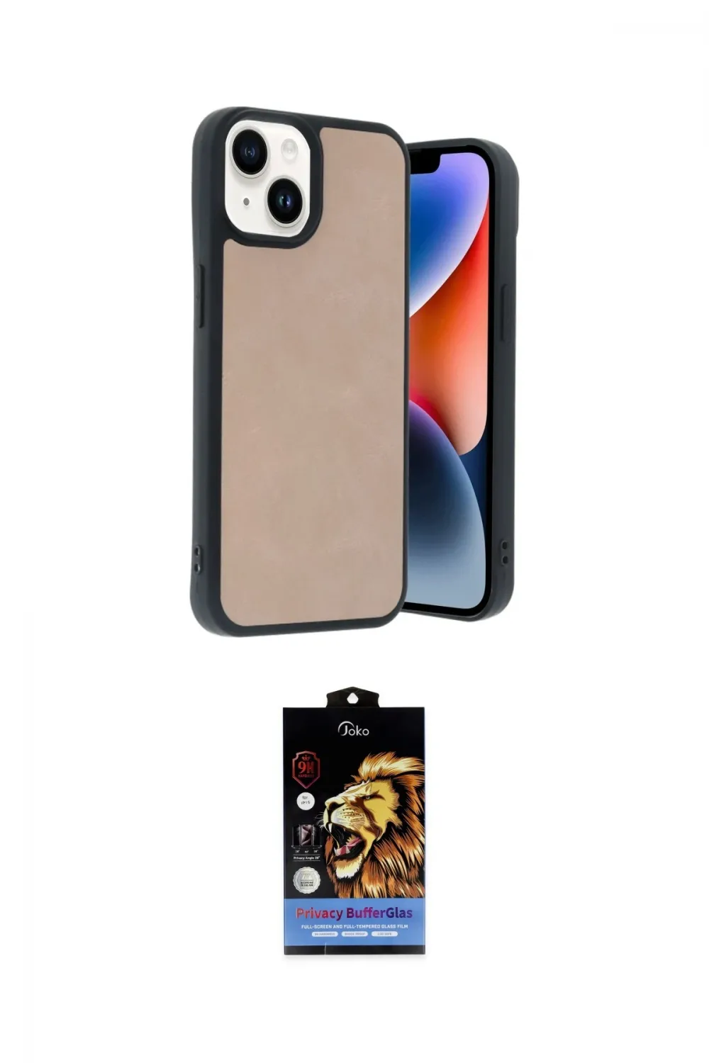 ieg™ iPhone 15 Kılıf Kıvılcım Işık Serisi - Siyah Buffer Hayalet Cam Ekran Koruyucu