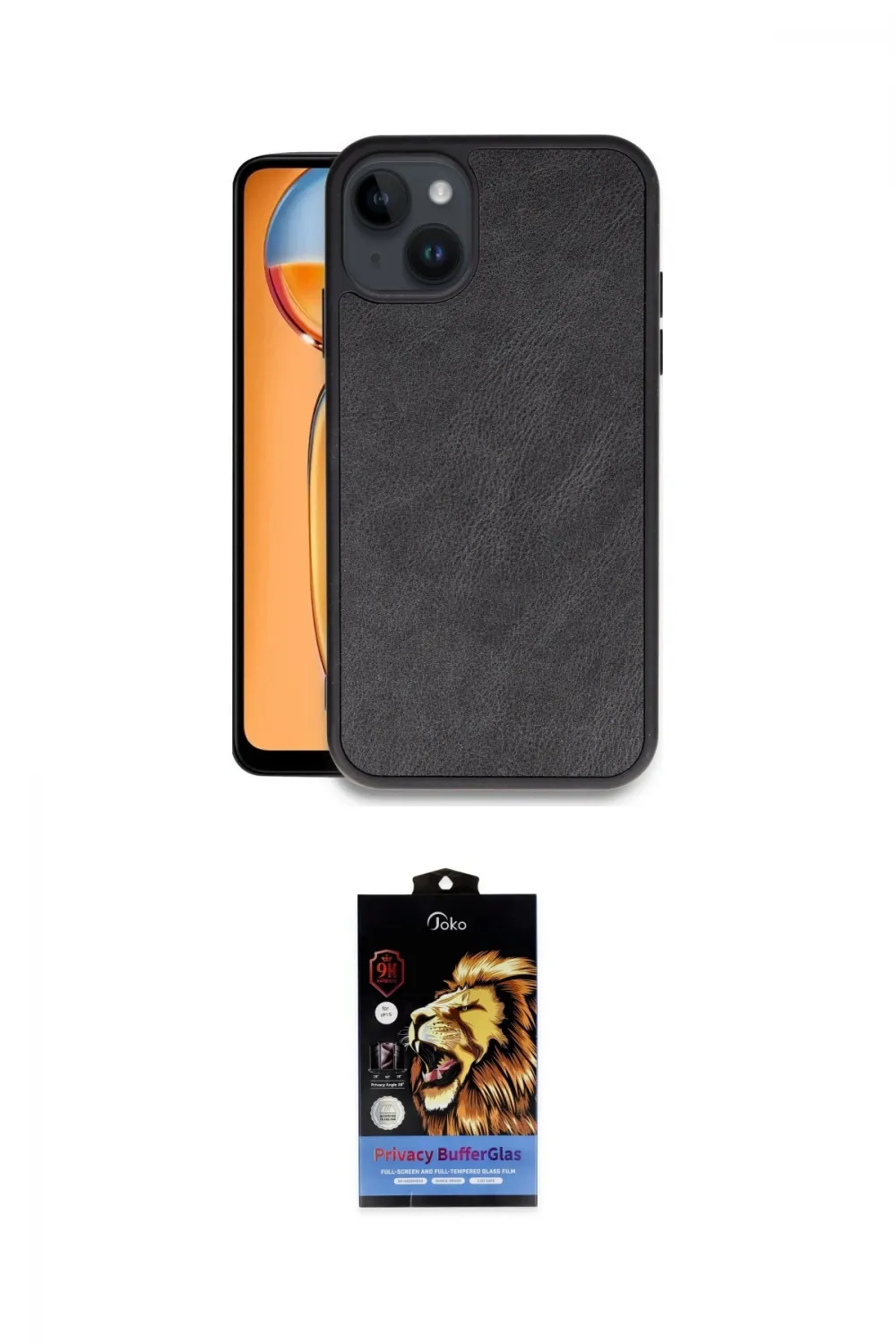 ieg™ iPhone 15 Kılıf Kıvılcım Işık Serisi - Siyah Buffer Hayalet Cam Ekran Koruyucu