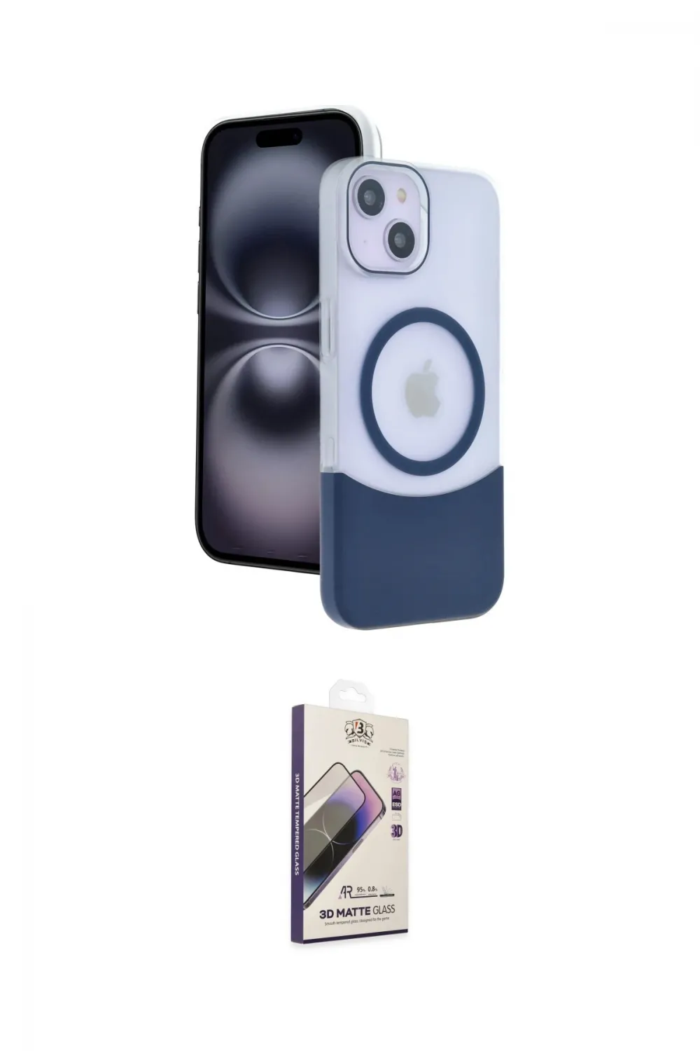 ieg™ iPhone 15 Kılıf Kozmos Form Özel Seri - Siyah Bilvis 3D Mat Cam Ekran Koruyucu