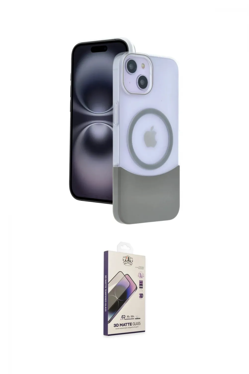 ieg™ iPhone 15 Kılıf Kozmos Form Özel Seri - Siyah Bilvis 3D Mat Cam Ekran Koruyucu