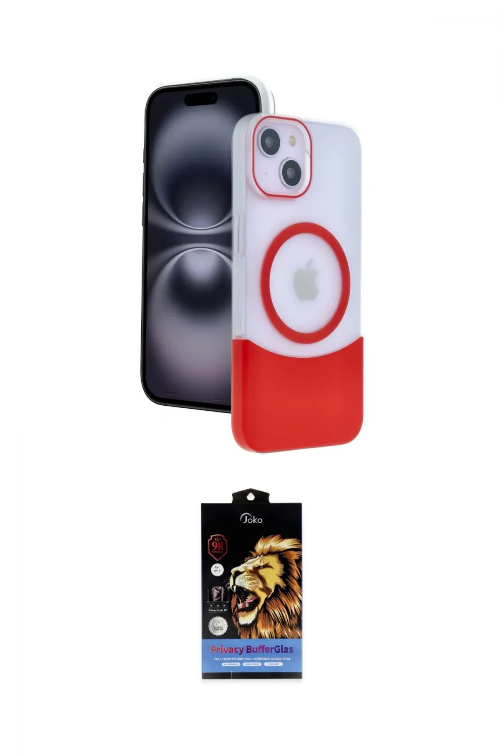 ieg™ iPhone 15 Kılıf Kozmos Form Özel Seri - Siyah Buffer Hayalet Cam Ekran Koruyucu