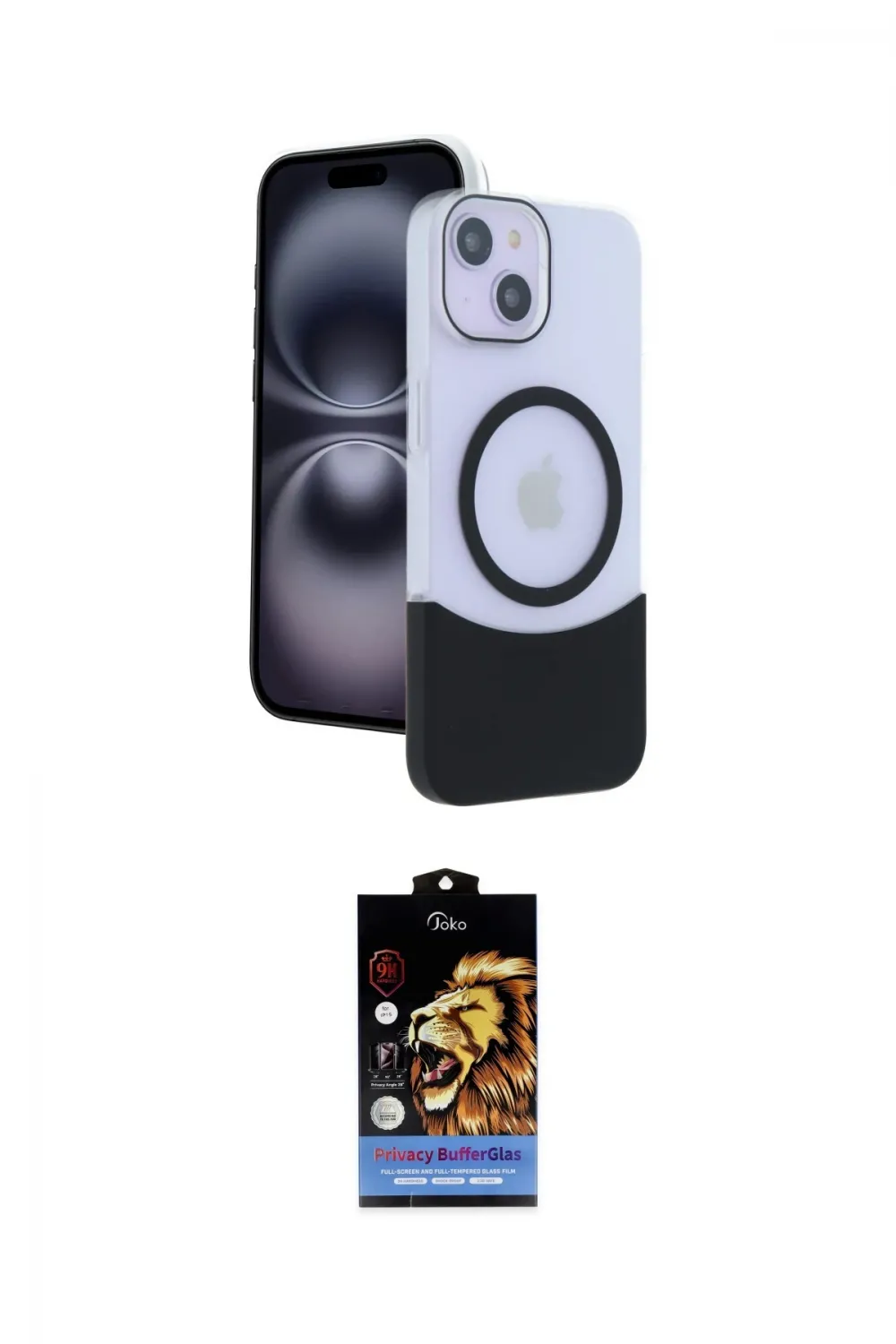 ieg™ iPhone 15 Kılıf Kozmos Form Özel Seri - Siyah Buffer Hayalet Cam Ekran Koruyucu