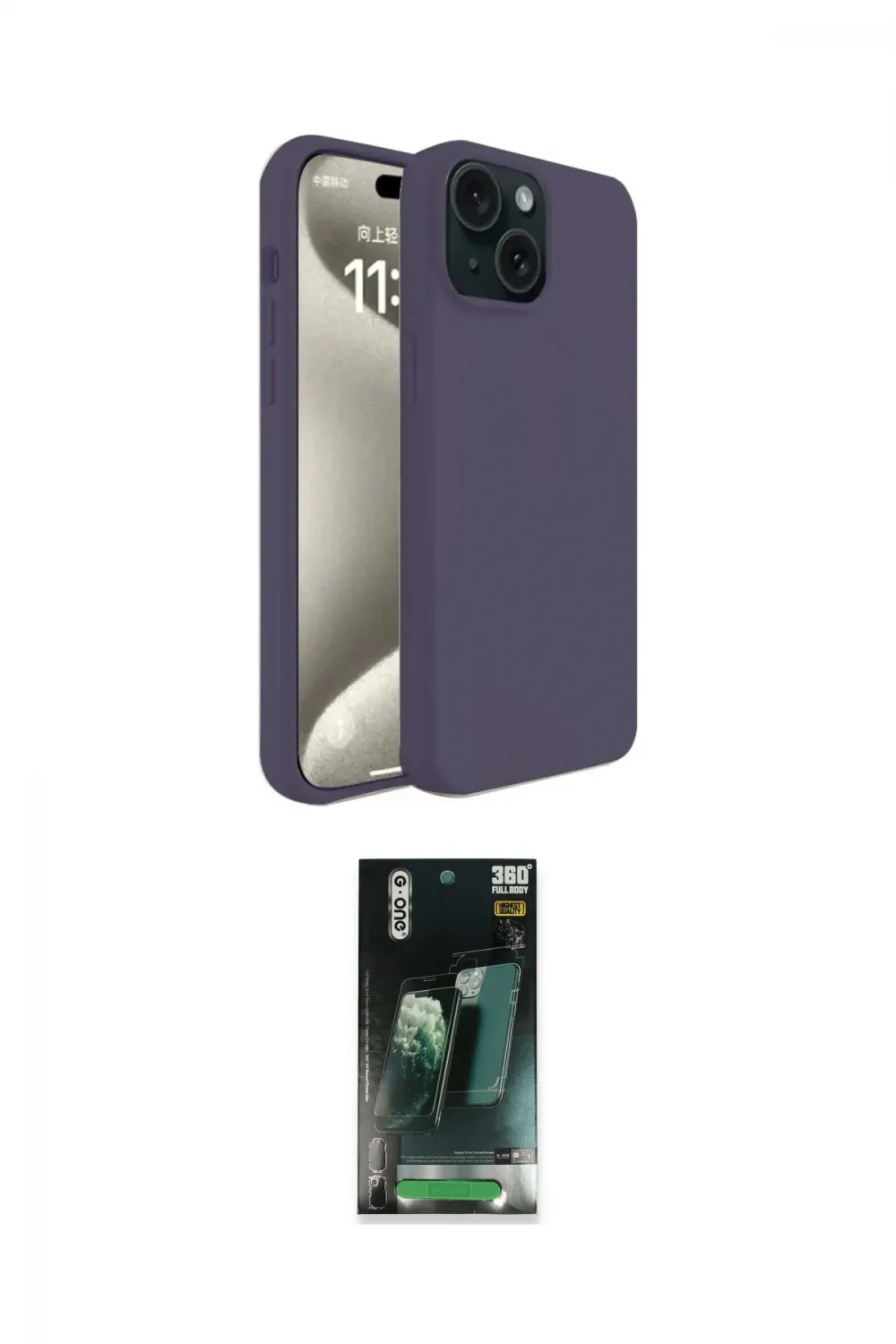 ieg™ iPhone 15 Kılıf Kozmos Yansıma Özel Seri - Şeffaf 360 Full Body Arka Koruyucu