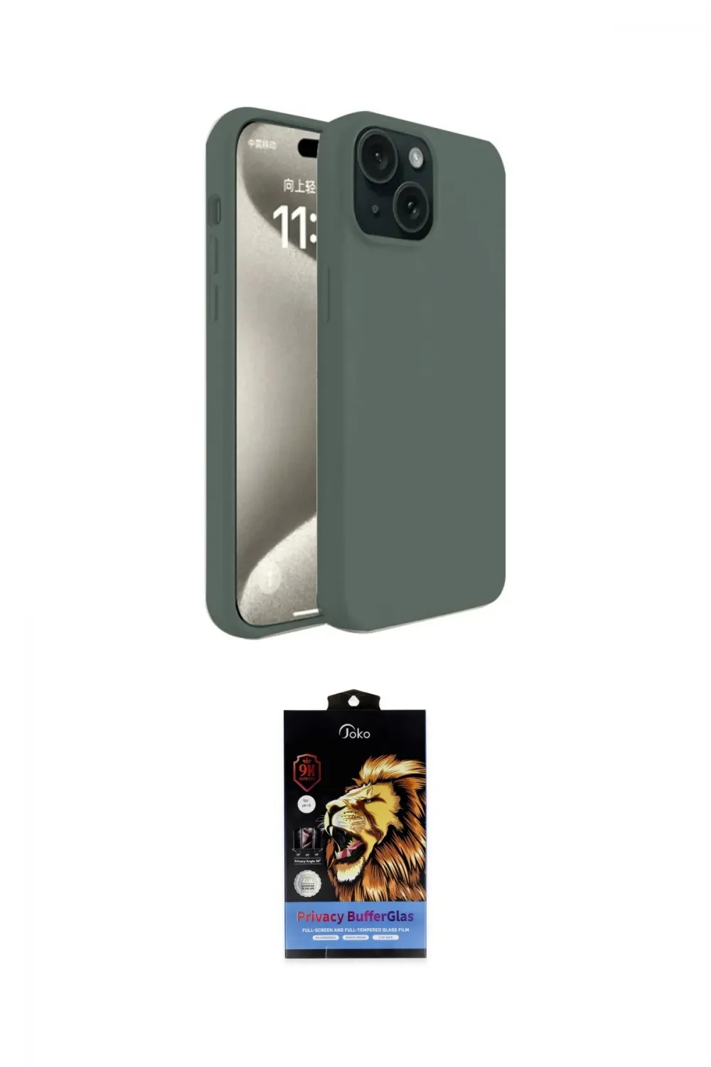 ieg™ iPhone 15 Kılıf Kozmos Yansıma Özel Seri - Siyah Buffer Hayalet Cam Ekran Koruyucu