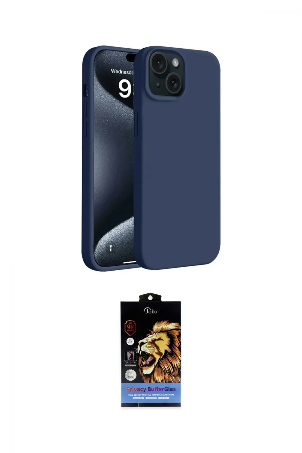 ieg™ iPhone 15 Kılıf Kozmos Yansıma Özel Seri - Siyah Buffer Hayalet Cam Ekran Koruyucu