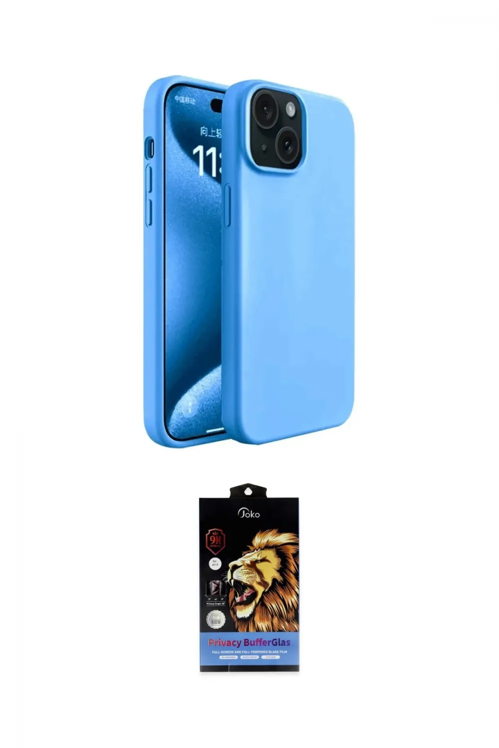 ieg™ iPhone 15 Kılıf Kozmos Yansıma Özel Seri - Siyah Buffer Hayalet Cam Ekran Koruyucu