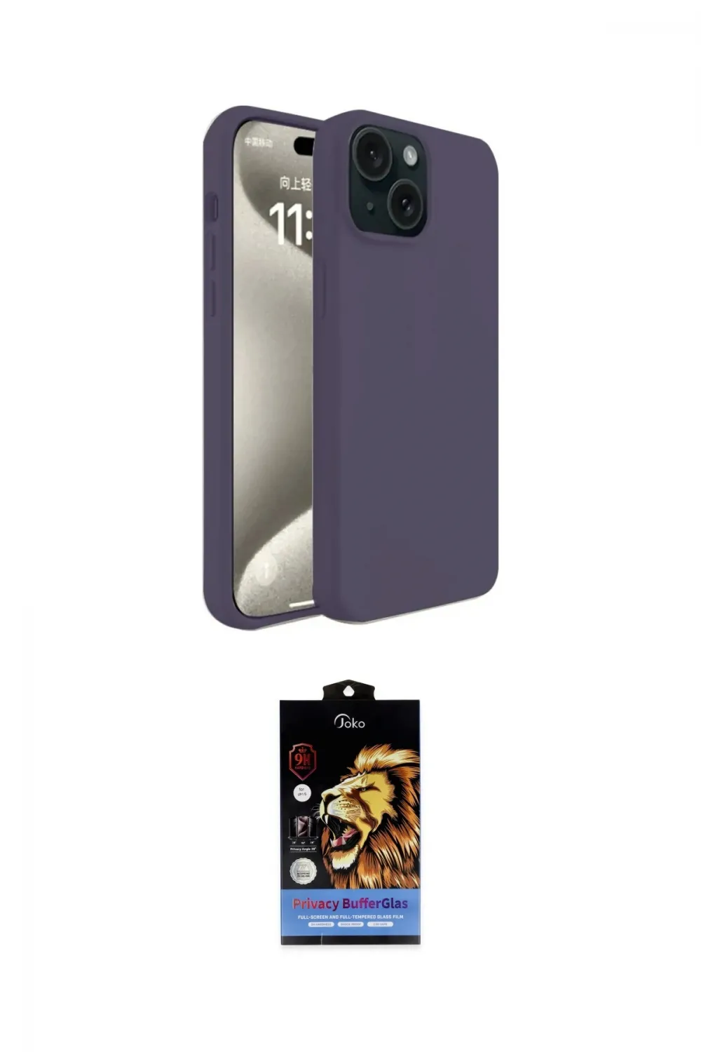 ieg™ iPhone 15 Kılıf Kozmos Yansıma Özel Seri - Siyah Buffer Hayalet Cam Ekran Koruyucu