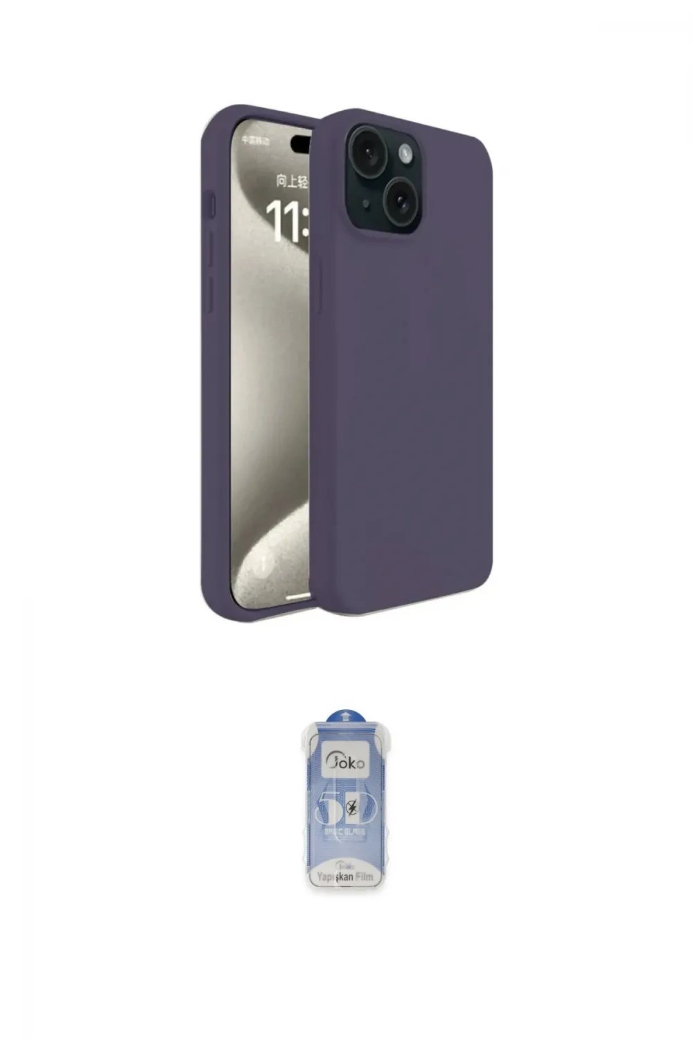 ieg™ iPhone 15 Kılıf Kozmos Yansıma Özel Seri - Siyah Joko Magic 5D Cam