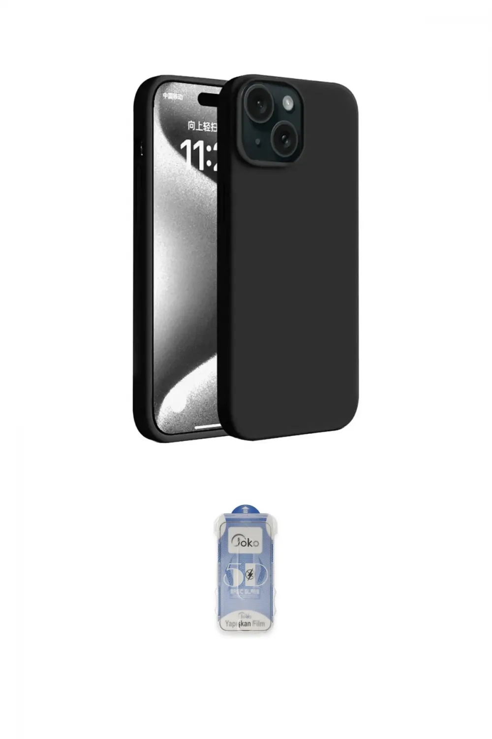 ieg™ iPhone 15 Kılıf Kozmos Yansıma Özel Seri - Siyah Joko Magic 5D Cam