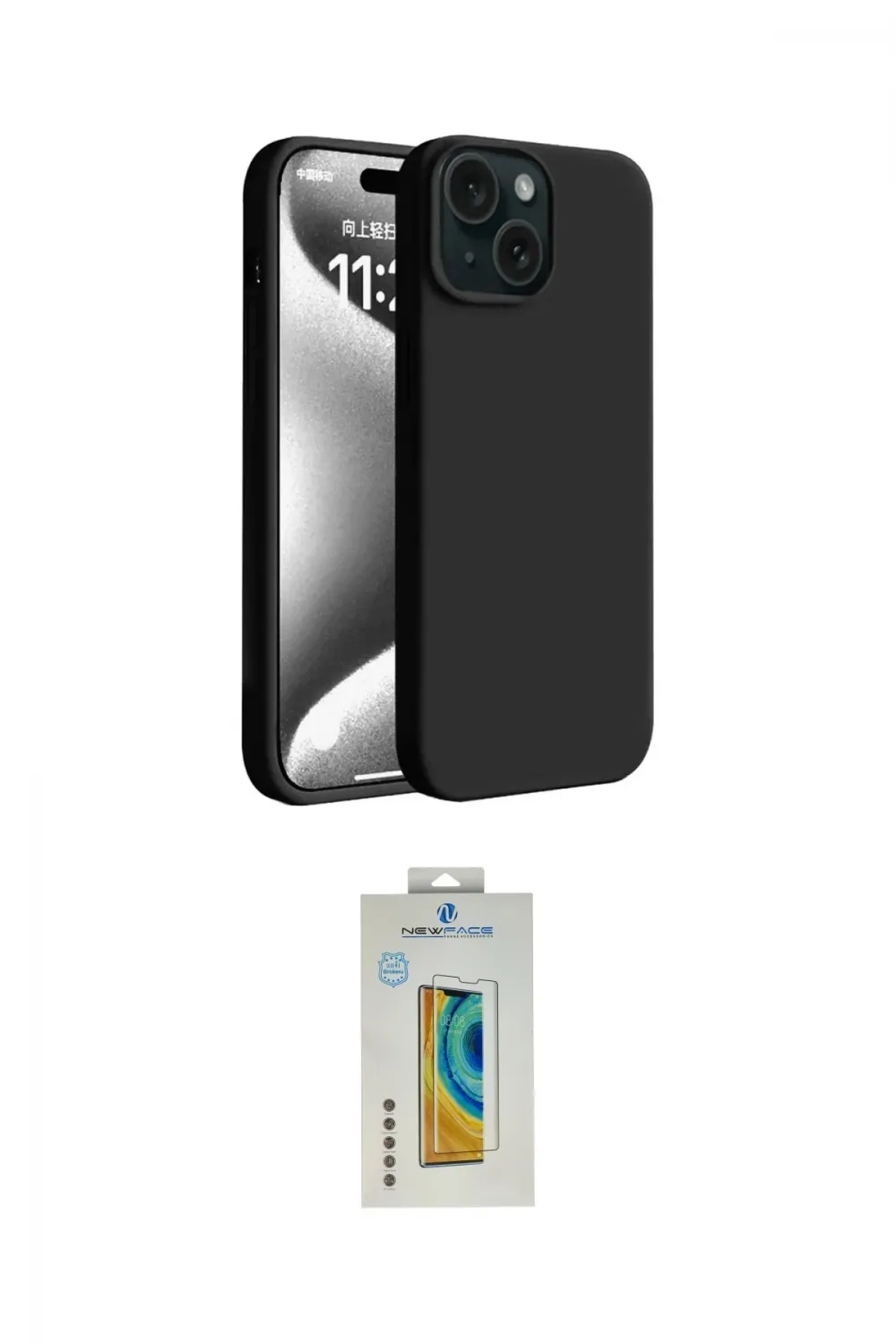 ieg™ iPhone 15 Kılıf Kozmos Yansıma Özel Seri - Siyah Polymer Nano Ekran Koruyucu