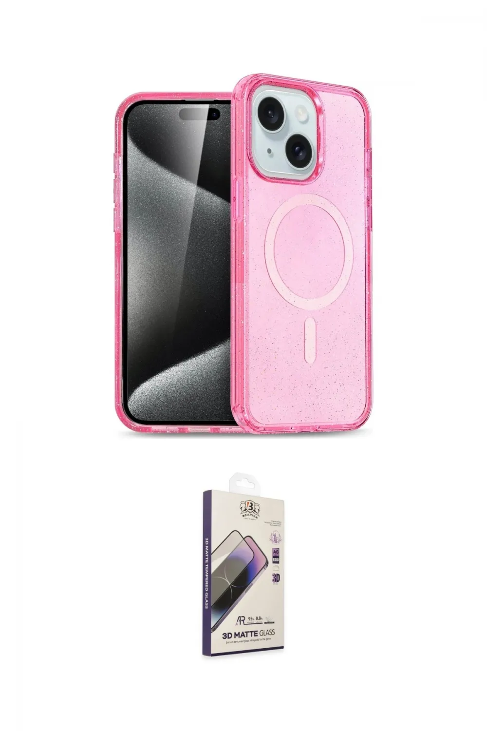 ieg™ iPhone 15 Kılıf Nova Asil Prime - Siyah Bilvis 3D Mat Cam Ekran Koruyucu