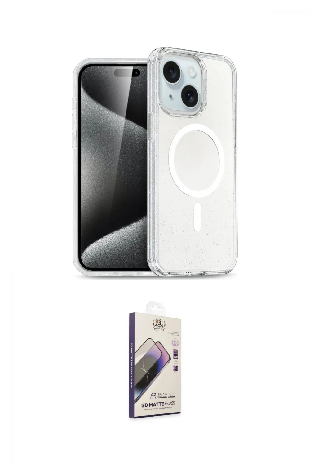 ieg™ iPhone 15 Kılıf Nova Asil Prime - Siyah Bilvis 3D Mat Cam Ekran Koruyucu