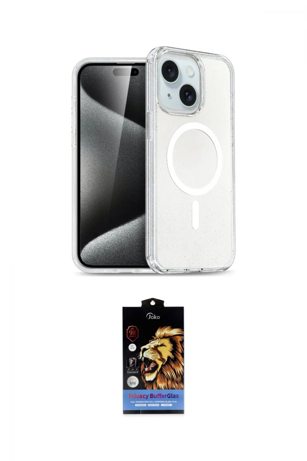 ieg™ iPhone 15 Kılıf Nova Asil Prime - Siyah Buffer Hayalet Cam Ekran Koruyucu