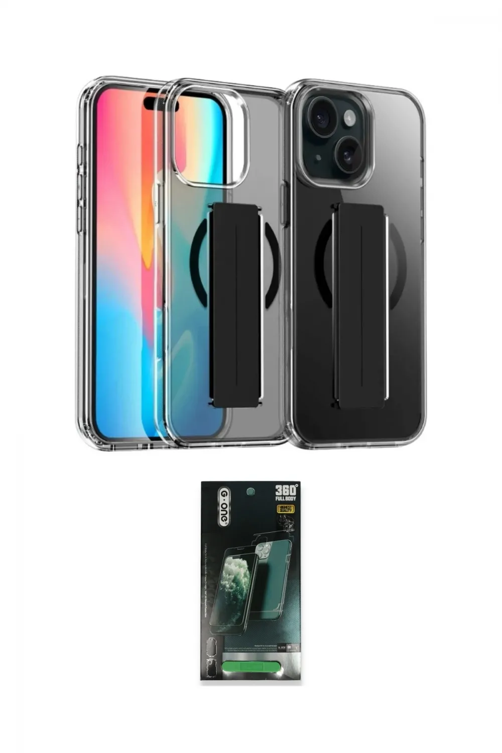 ieg™ iPhone 15 Kılıf Nova Işık Koleksiyonu - Şeffaf 360 Full Body Arka Koruyucu