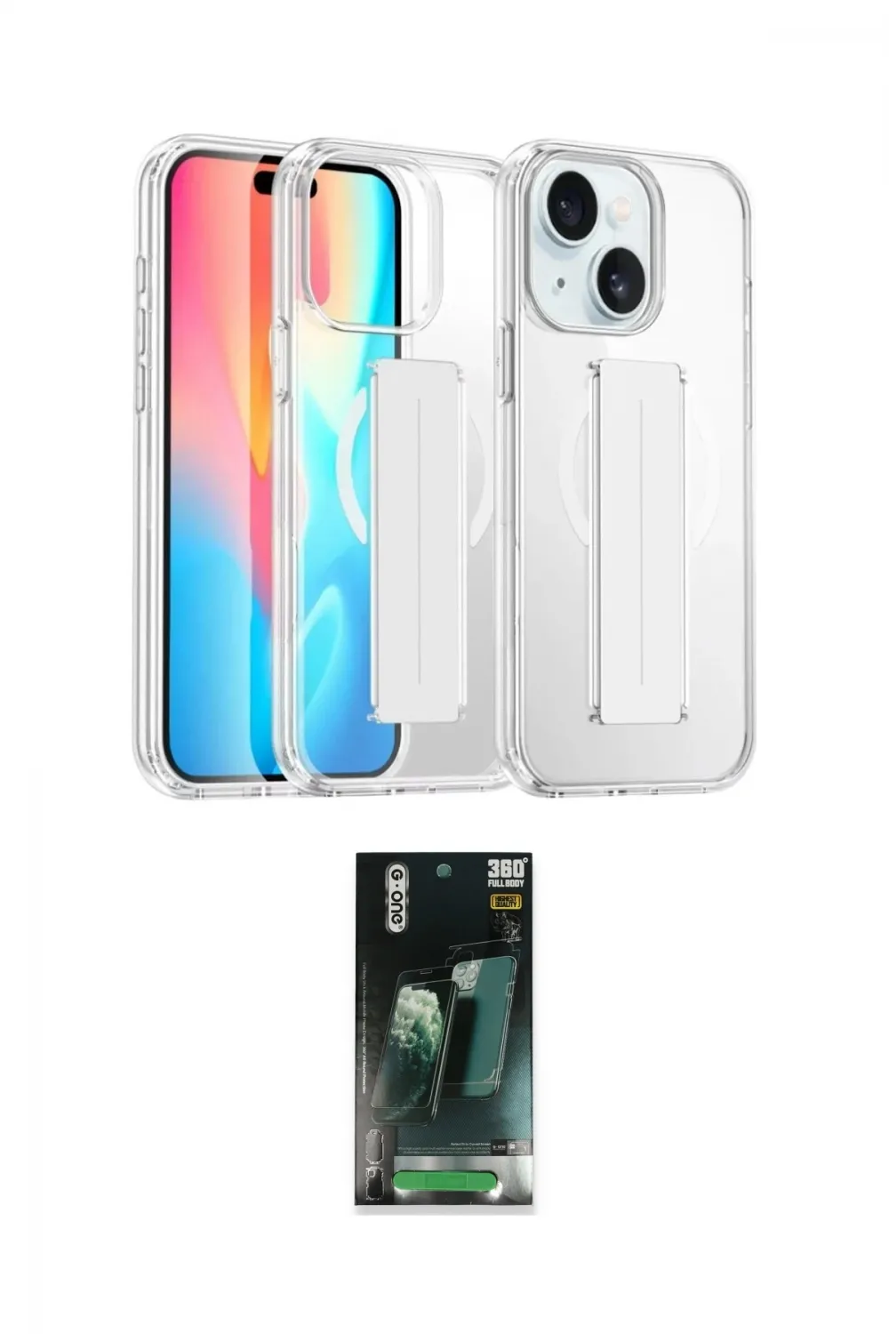 ieg™ iPhone 15 Kılıf Nova Işık Koleksiyonu - Şeffaf 360 Full Body Arka Koruyucu
