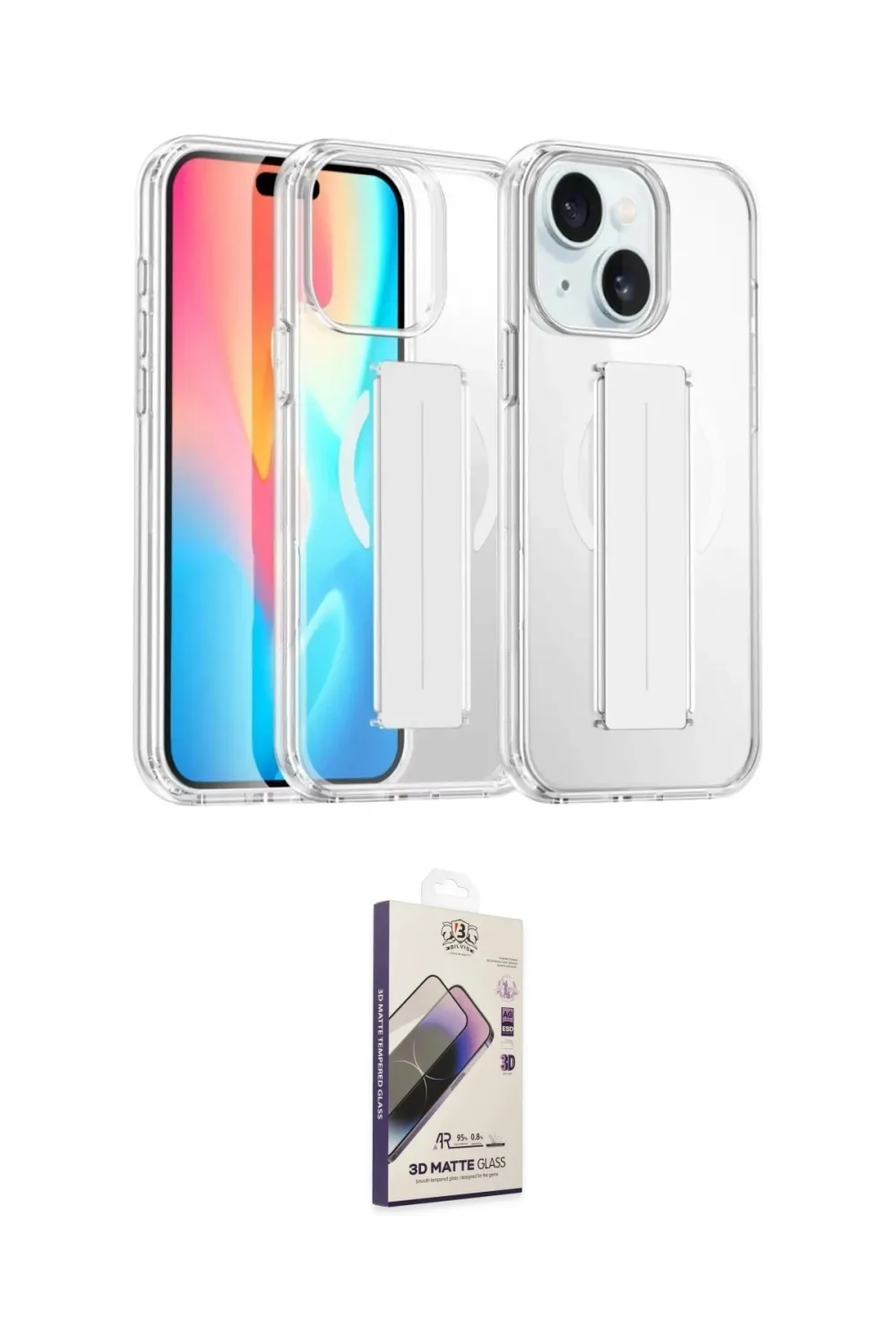 ieg™ iPhone 15 Kılıf Nova Işık Koleksiyonu - Siyah Bilvis 3D Mat Cam Ekran Koruyucu