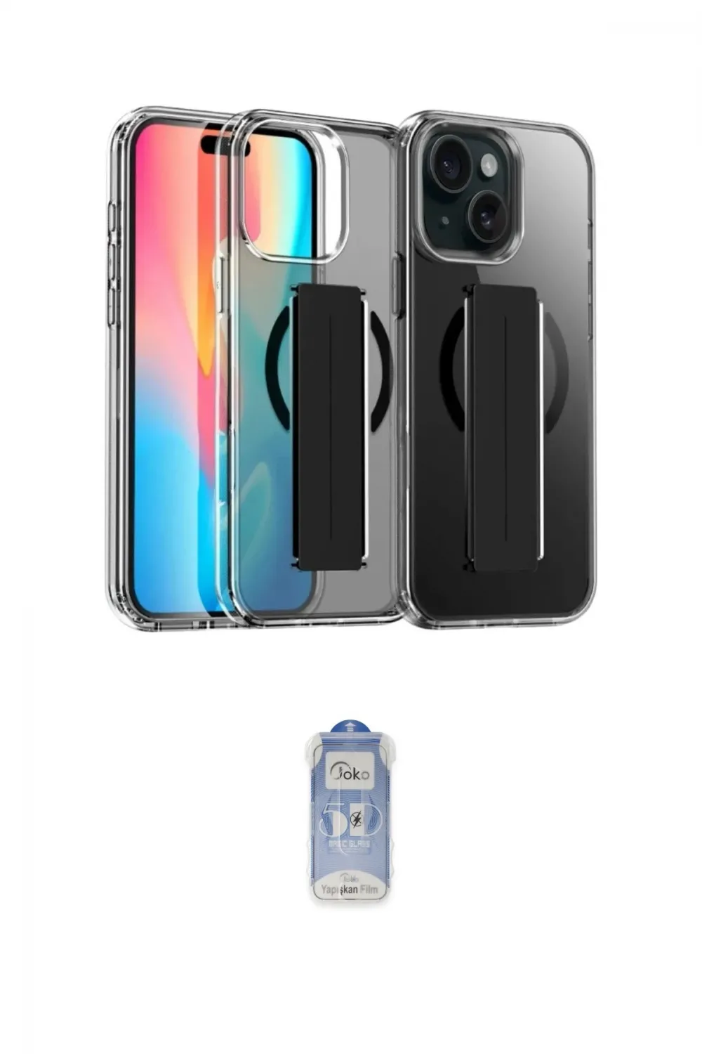 ieg™ iPhone 15 Kılıf Nova Işık Koleksiyonu - Siyah Joko Magic 5D Cam