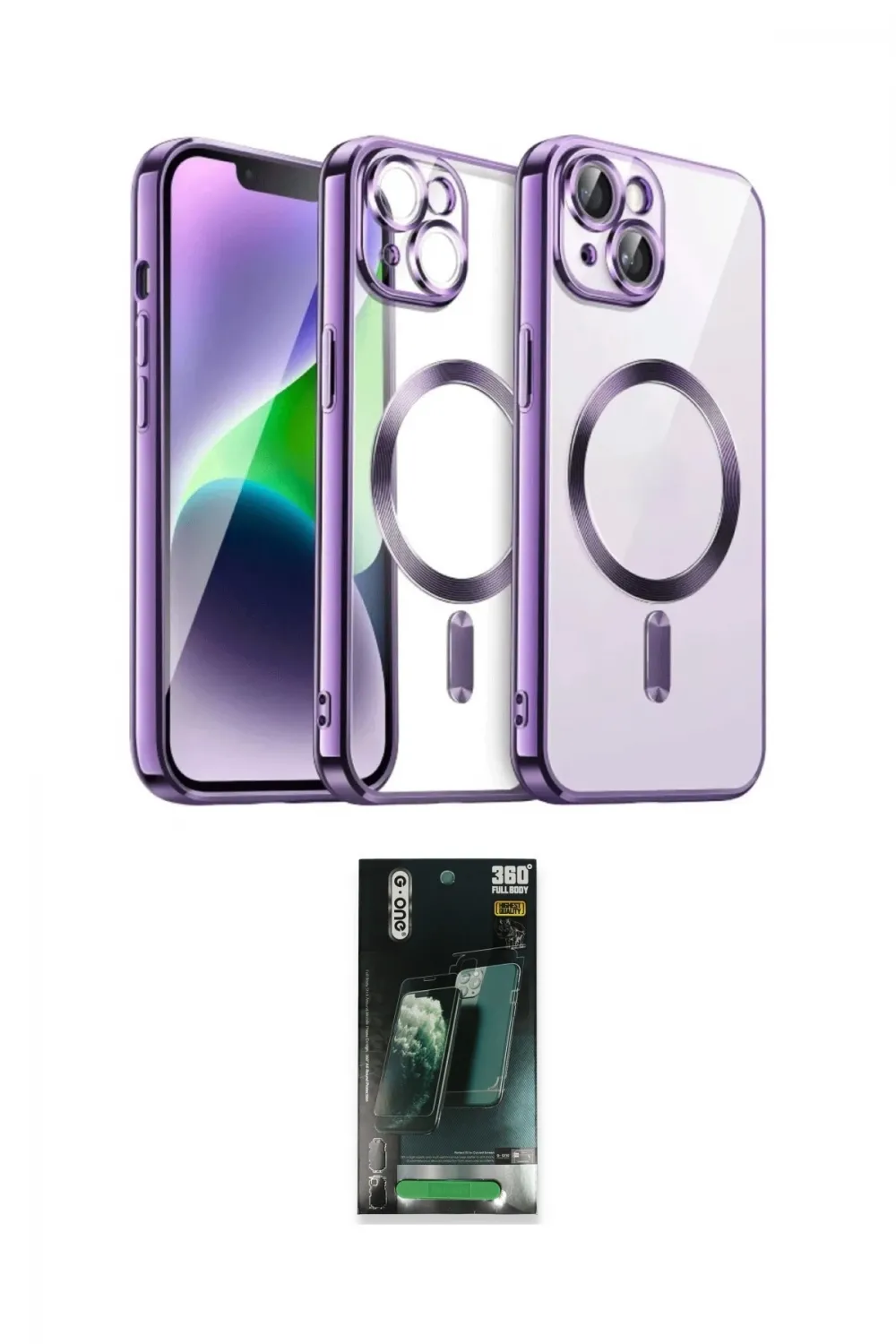 ieg™ iPhone 15 Kılıf Nova Işık Özel Seri - Siyah 360 Mat Full Body Arka Koruyucu