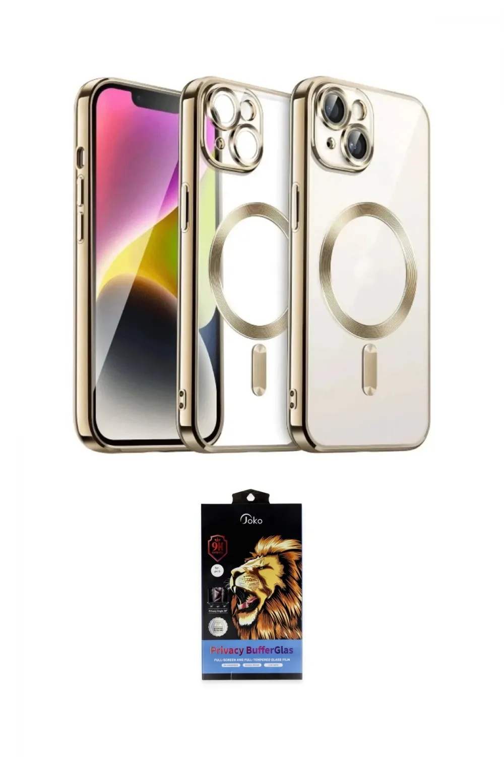 ieg™ iPhone 15 Kılıf Nova Işık Özel Seri - Siyah Buffer Hayalet Cam Ekran Koruyucu