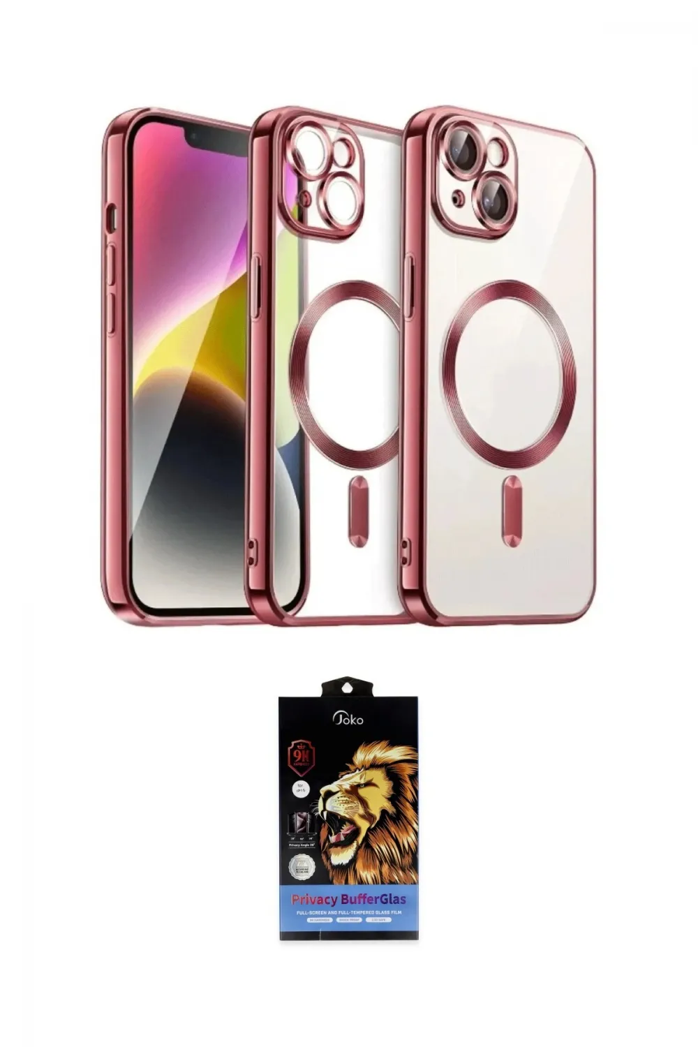 ieg™ iPhone 15 Kılıf Nova Işık Özel Seri - Siyah Buffer Hayalet Cam Ekran Koruyucu